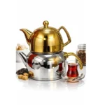 کتری قوری لوله دار طلایی و نقره ای کاراجا 3 لیتری - Image 2